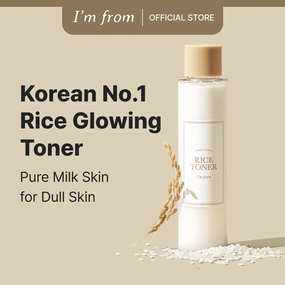 [I'm From Official Shop] Rice Toner, 77.78% Rice Extract from Korea, Glow Essence with Niacinamide, Hydrating for Dry Skin, Vegan, Alcohol Free, Fragrance Free, Peta Approved, K Beauty Moisture Skincare Skin Repair Comfort Hydrate Moisturizer Moisturizing