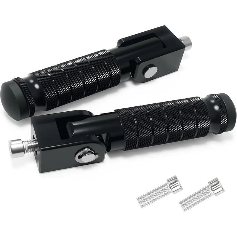 Universal CNC Motorcycle Foot Pegs - 90-Degree Foldable Aluminum Motorbike Foot Pegs, Motor Parts Accessories with 2 Sets of Bolt Sizes Including M8 (8mm) for Most Models