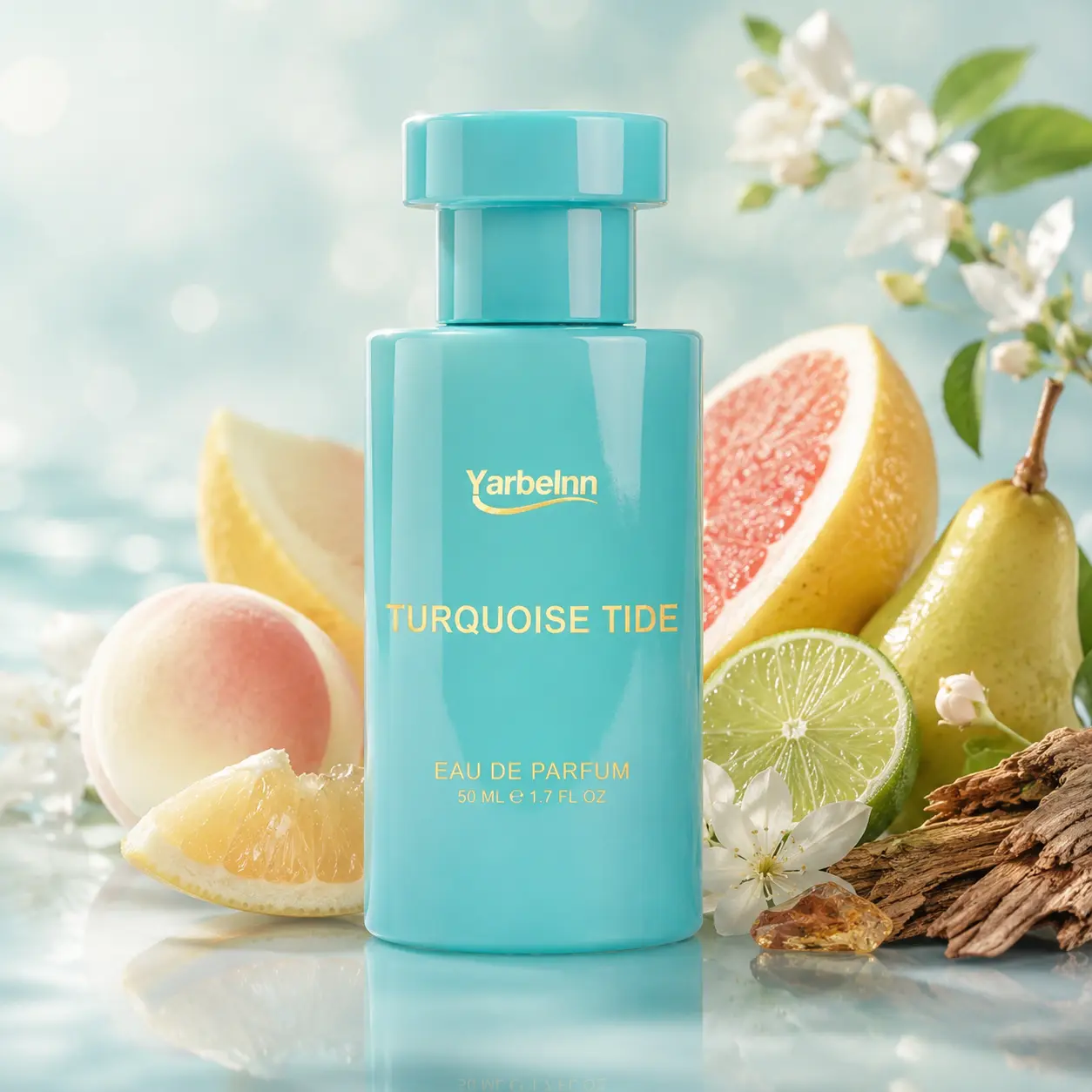 Turquoise Tide Eau de Parfum (EdP), Long-Lasting Fruity Floral Perfume for Women, Crisp Citrus Scent with Feminine Energy, Yuzu & White Peach Notes, 1.7 fl oz Travel-Size Bottle, Smelling Good, Adults, Cedar, Alcohol Base, Citrus-Fresh