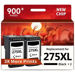 275XL Ink Cartridges for  Printers Replacement for  275 Black Ink  PG-275 PG275 XL High Yield for  TS3722 TS3720 TS3500 TS3520 TS3522 TR4720 TR4700 TR4722 Printers (2 Black)