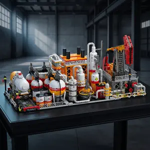 tiktokshopdealsforyoudays Petroleum Engineering Building Blocks - Industrial Style, 3 - in - 1 Scenarios (Oil Pumping + Refining + Storage), For Engineering Enthusiasts & DIY Lovers, Perfect for Desk Display
