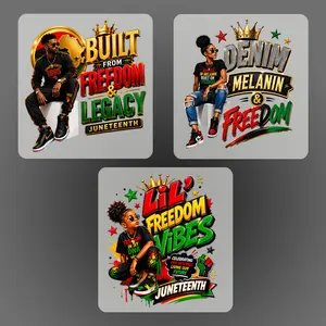 "June 19 1865 – Freedom · Resilience · Joy" DTF Transfer - Juneteenth Black History Design - African American Pride - Suitable For T-shirts, Bags & Fabric Decor, Washable Iron-On Stickers, Black History Freedom Heat Transfer Stickers