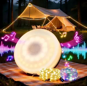 IMOLI Wireless Speaker Camping Lights with RGB 7 Lighting Modes for Awn Tent Yard Garden Hiking Travel Decoration and Holiday Christmas Gift