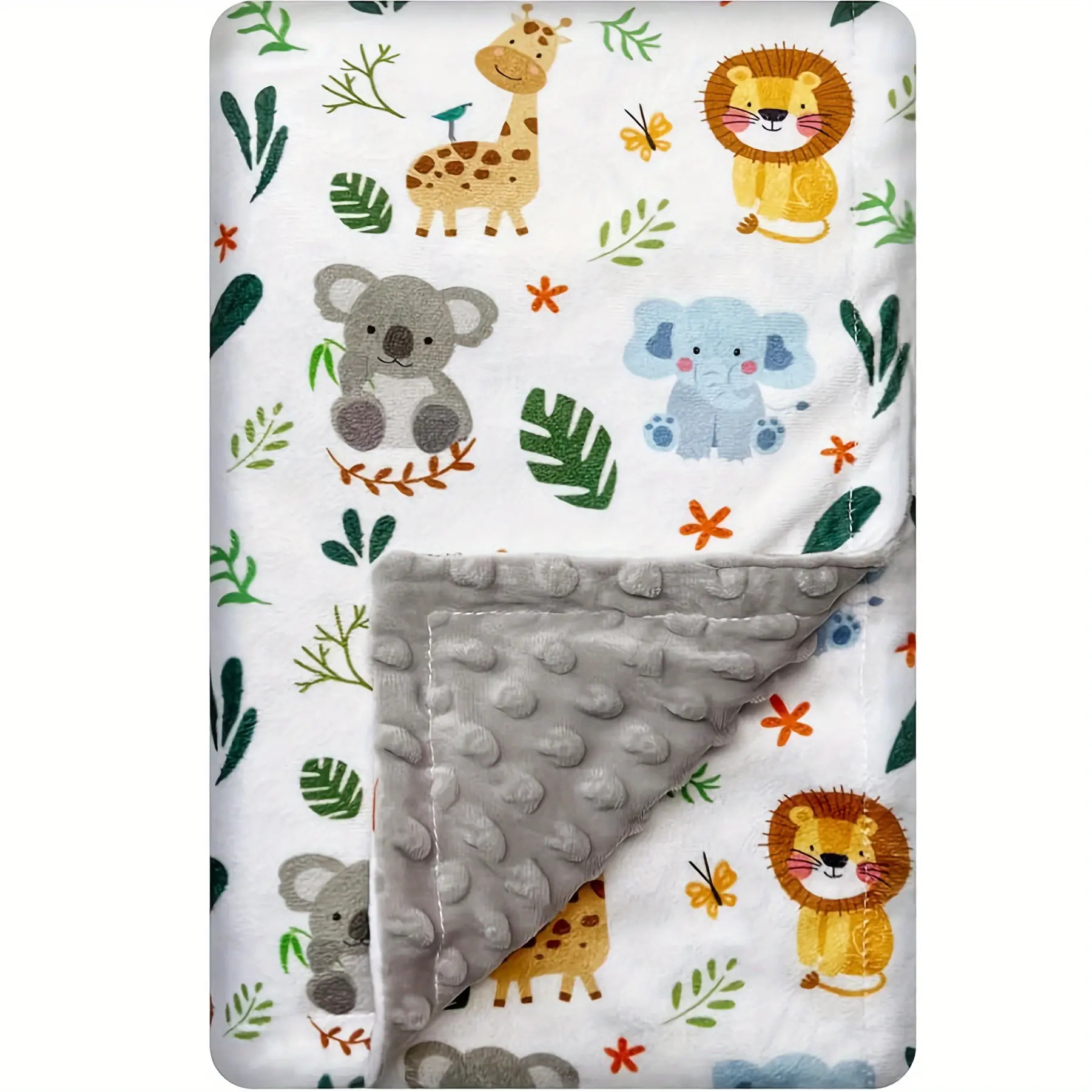 Baby Blanket for Boys Girls Double Layer Soft Plush Minky Blanket with Dotted Backing, Toddler Baby Newborn Blanket Shower Gifts. Halloween, Christmas, New Year Gifts  (Animals 30 X 40 inches)