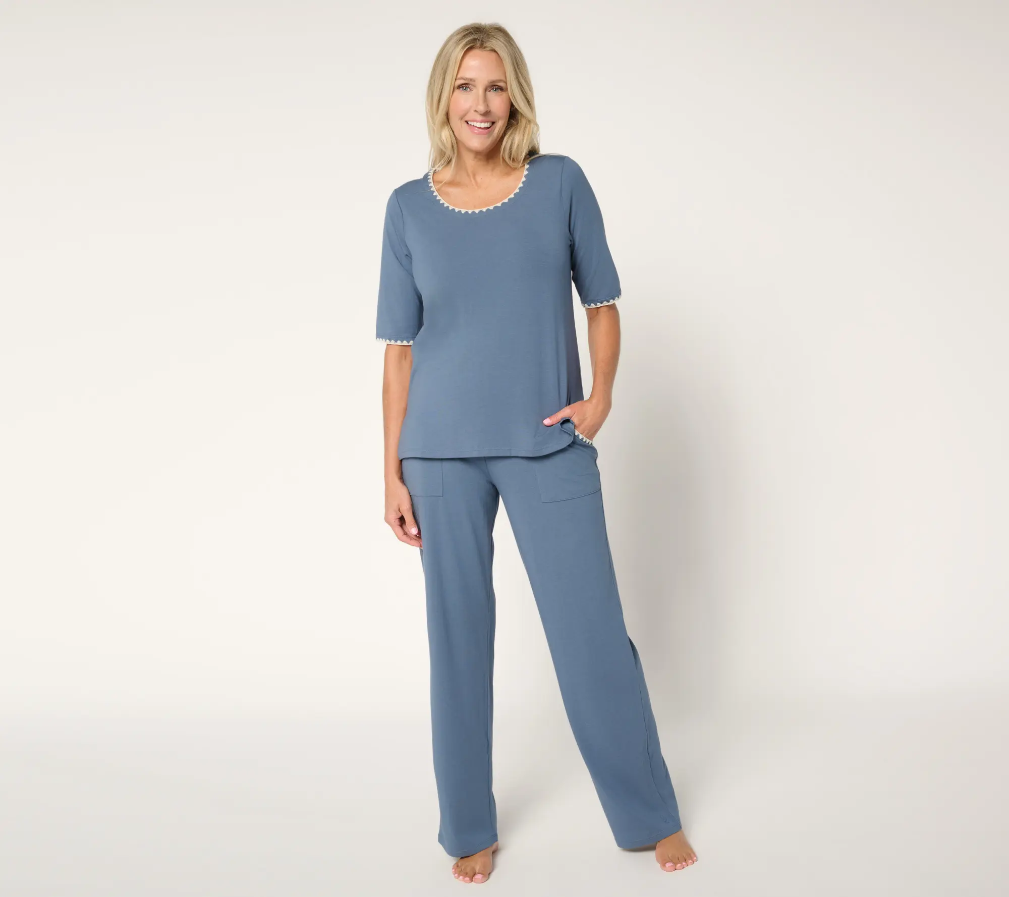 Cuddl Duds Cottonwear+ Crochet Trim Tee