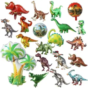 Large 4D Dinosaur Foil Balloons Jungle Animal Baby Boys Birthday Party Decors Jurassic Standind Dragon Kids Toys Air Globos