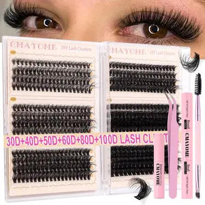 DIY Cluster Lashes Kit, Mixed Volume Lashes 30D-100D, Easy Application, DD Curl, Dense & Voluminous Look, Recyclable Fiber Material