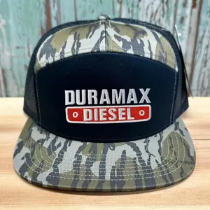 Duramax Diesel Trucker Hat – Classic Flatbill Snapback Mesh Cap for Men & Women, Available in Camo, Black, White & Khaki/Brown, Vintage Mechanic & Truck Enthusiast Style