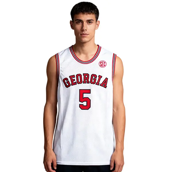 Men's Embroidered #5 Basketball Jersey, Retro College V-Neck Sleeveless Mesh Athletic Top, Breathable Apparel for Daily Training, Athletic Tops, Sleeveless Jersey, Apparel Jersey