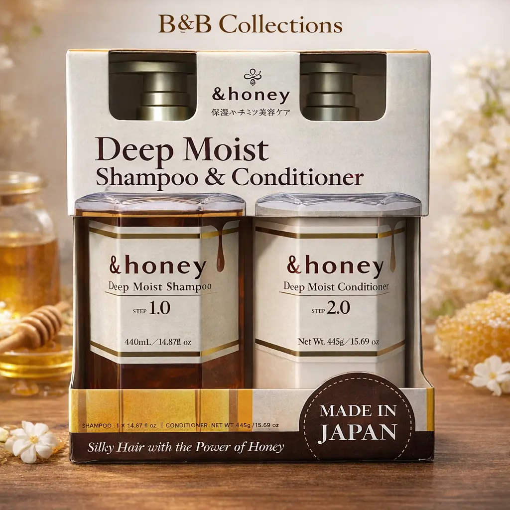 &HONEY Deep Moist Shampoo & Conditioner Set, Daily Honey Haircare for Intense Moisture and Silky Hair, 2-Piece Kit for Dry, Damaged Hair, Deep Moisture, Honey Blend