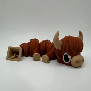 3D Printed Highland Cow Dragon – Articulated Dragon with Bell Tail