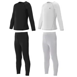 "Essenclo Boys Compression Pants and Youth Athletic Shirts Set 4 Piece Base Layer Gear for Kids Sports, Football, Soccer"