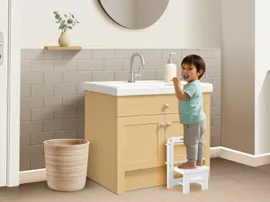 Kids Folding Step Stool | Cabinet-Mounted | CPSC Certified | Space-Saving Bathroom Stool for Toddlers - Fits Cabinets 14” W x 19” H Minimum, for Kids Ages 3-6