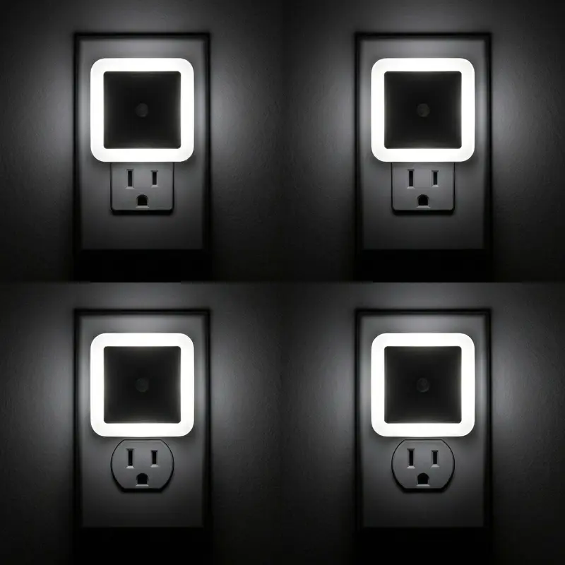 Advanced high quality safe, Night Light 4-Pack Plug into Wall Auto-Sensing LED, Nightlights for Bedroom, Hallway, Bathroom Warm White High-Visibility Gear-Friendly Design SpringStatements