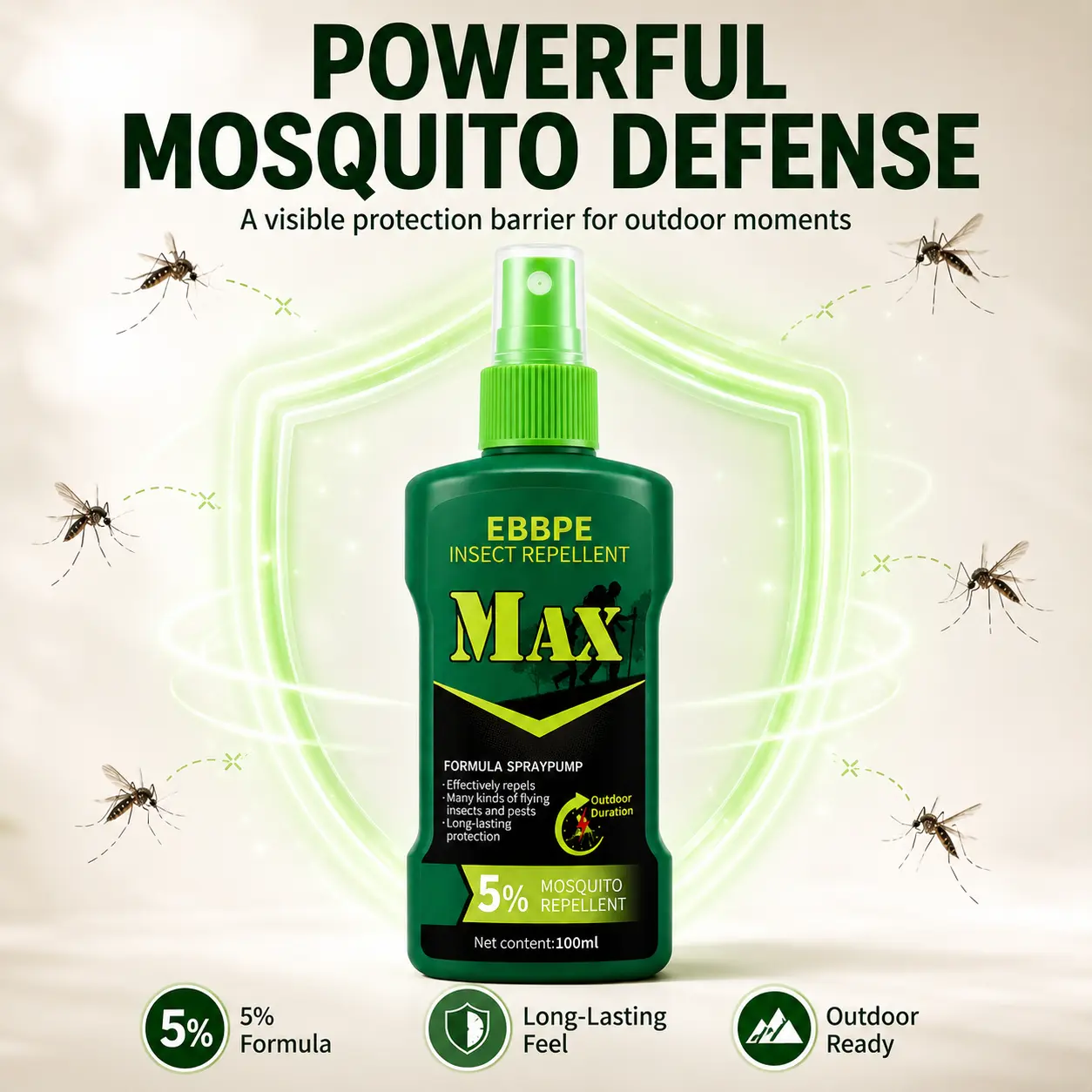 Outdoor Protection Spray, Fine Mist Nozzle Design for Even Spraying on Skin and Garments