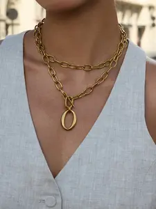 This Lady s Necklace Features A Simple And Thick Cross Shaped Ot Clasp Made Of Stainless Steel With 18k Gold Plating Waterproof And Anti Allergy It Is Elegant Throughout The Four Seasons Suitable For Daily Use Modern And Minimalist