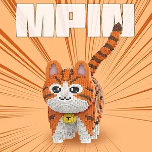 6500 Pieces Cat Series Building Blocks, 28cm Tall Creative Cat Model, Unisex Toy Gift, Home Decor Decoration, M7104 Model, Building Block Set