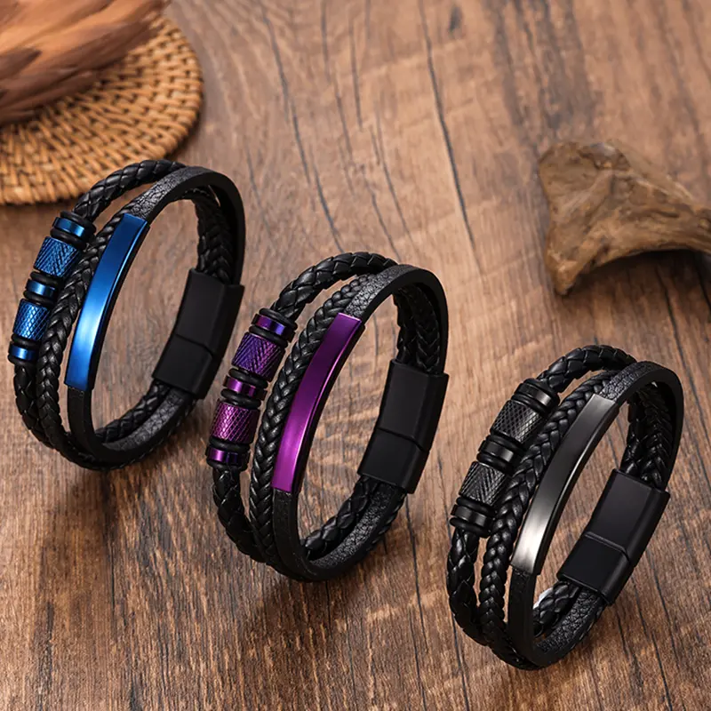 Classic Men's Leather Bracelet New Hand-woven Multi-layer Combination Accessory Fashion Man Jewelry