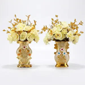 Single pack; multiple vase styles; vintage vase; 6-inch ceramic vase; gold prosperity design; premium vase; electroplated decorative vase; flower holder for living room and kitchen countertops; home ceramic vase insert; elegant gift ornament