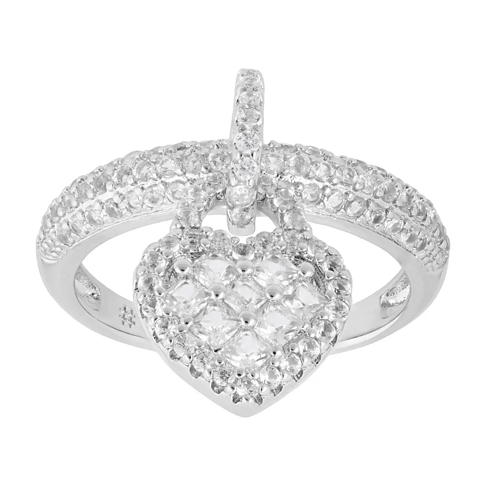 JTV Rhodium-Plated Artificial Gemstone Ring - 1.35ctw White Lab-Created Sapphire