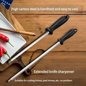A Handheld Kitchen Knife Sharpening Tool, Featuring a Multifunctional Quick Sharpening Stone for Knives And Scissors. It Includes a High-Carbon Steel Manual Sharpening Rod with a 1500 Grit Diamond-Like Grinding Surface
