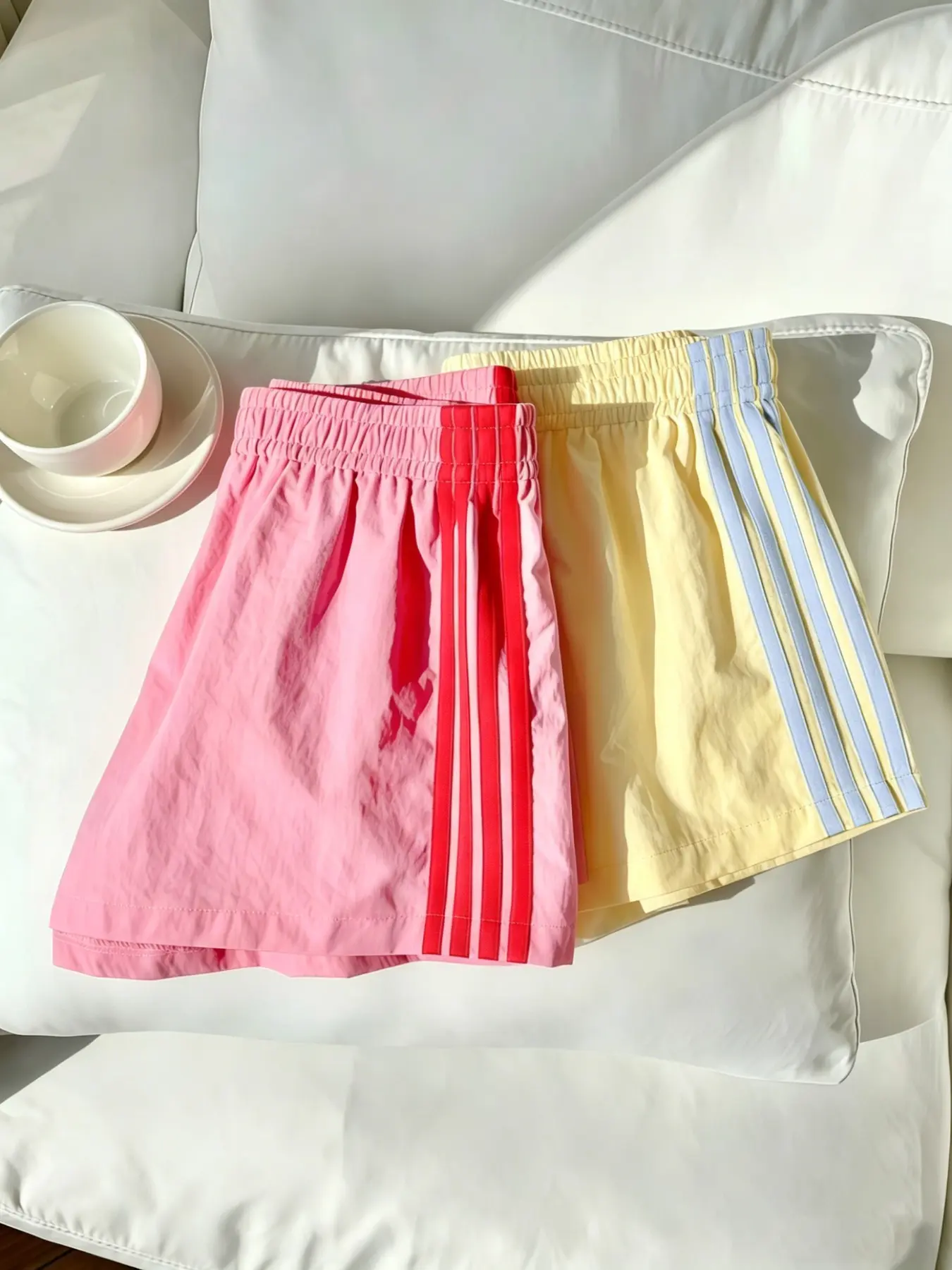 2-Pack Women's Comfortable and Stylish Elastic Waist Striped Loose-Fit Casual Gym Shorts, Back-To-School Season, Casual Athleisure Shorts