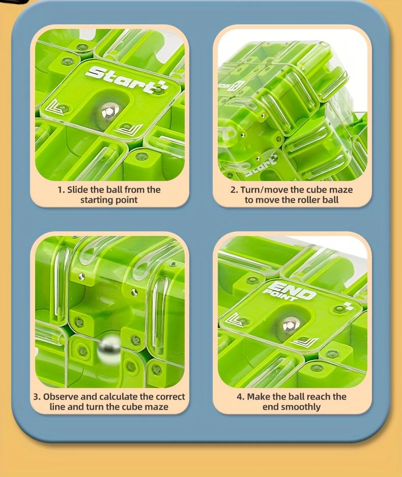 3D Maze Cube Puzzle Toy 3D Rolling Cube Educational Puzzle for Boys Teens Adults Travel Toy Orange Yellow Green Durable Maze Game Adult Maze Game