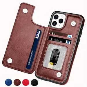 Wallet Phone Case for iPhone 17, 16, 15, 14, 13, 12, 11 Pro Max Features card slots and a faux leather stand design Durable protective case
