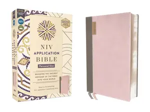 NIV Application Bible, Personal Size, Leathersoft, Pink/Gray, Red Letter, Comfort Print: Bringing the Ancient Message of the Bible into Your World (NIV Application Commentary Resources) by Zondervan [Leatherbound Book]