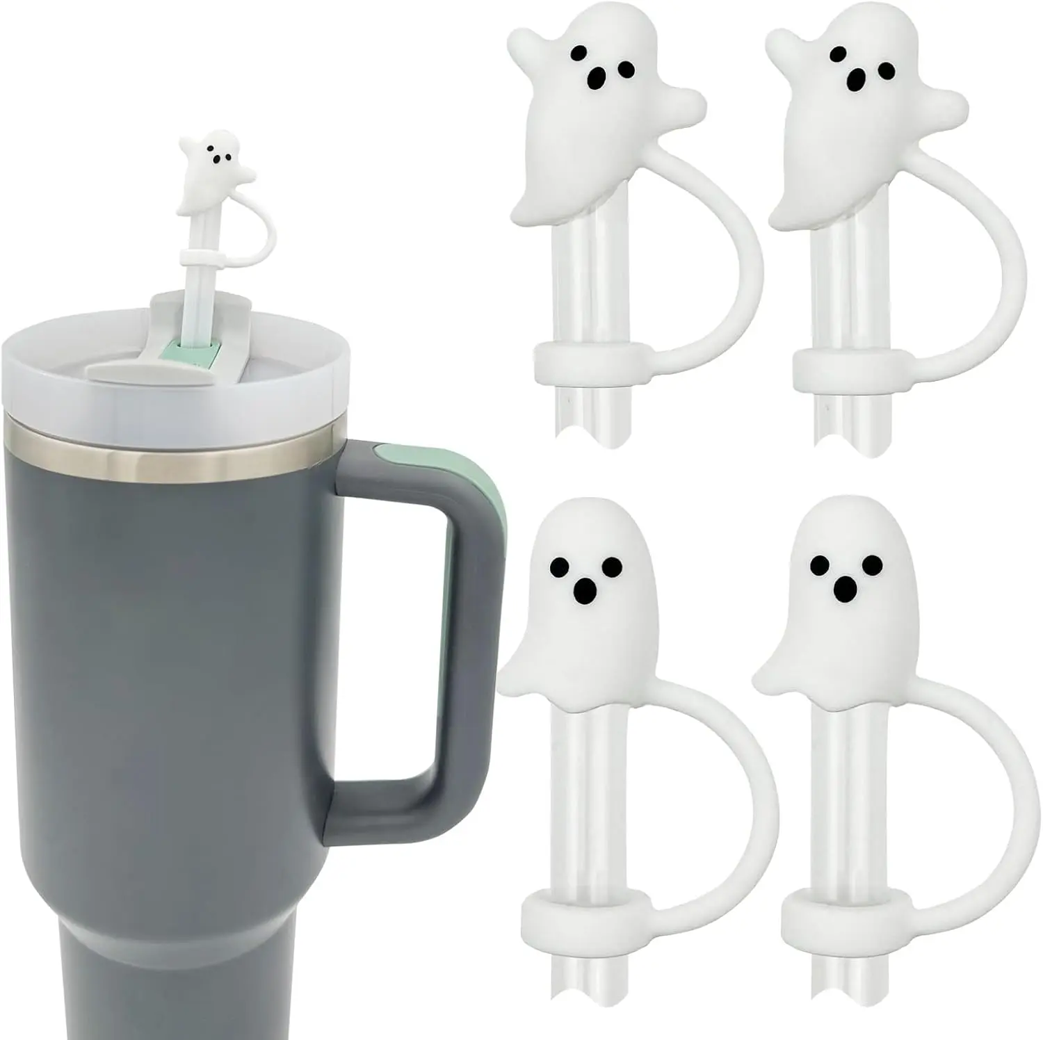 Ghost Straw Cover Cap for Stanley Cup 30 40 oz, Halloween Decor Gift