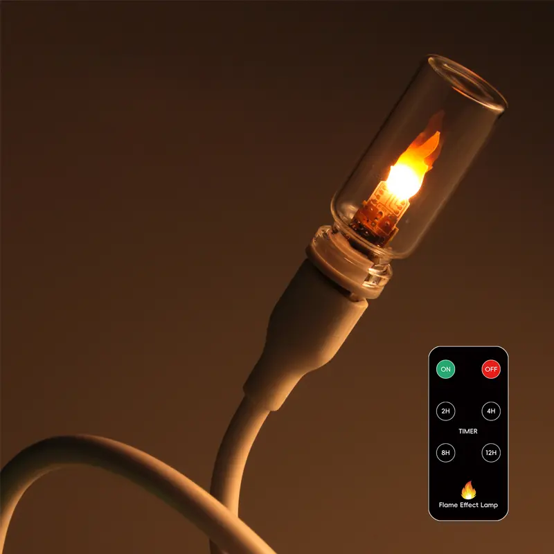 USB Flame Night Light with remote, Realistic LED Candle Flame Ambient Lamp, USB Powered Tabletop Light with remote, Energy Efficient Decor for Car, Bedroom, Party, Christmas & New Year Gift
