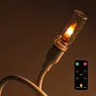 Hugexpen USB-Powered Flicker Flame LED Table Top Lamp with Remote - Glass, Energy-Efficient, Plug & Play Car Decorative Light, Party Decor, Christmas Wishlist Gift (Transparent/Frosted Bulbs, Realistic Flame Effect Included)