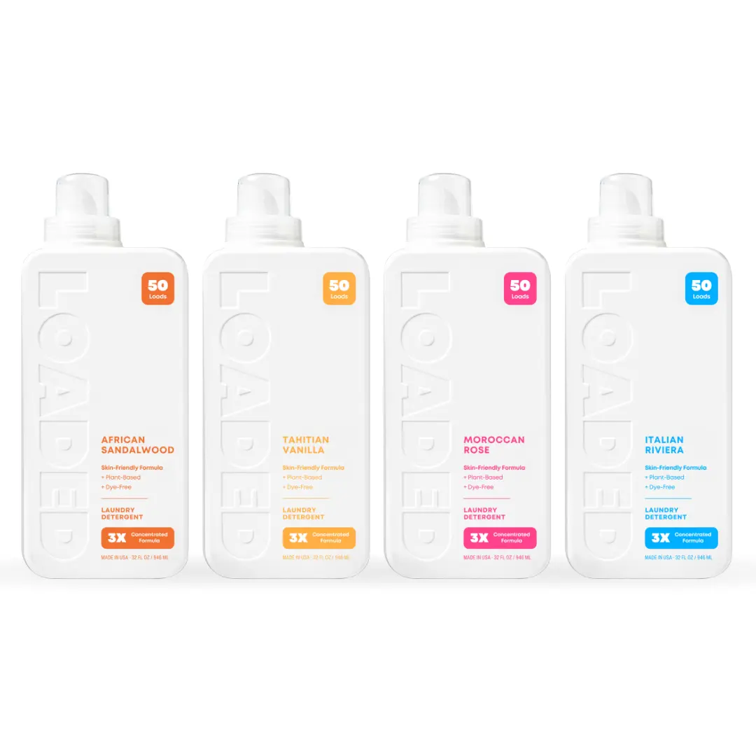 Loaded Laundry Detergent Bundles - 200+ Loads (4-Pack) - Plant-Based, 3x Concentrated, Phosphate, Paraben & Dye Free, Made in USA