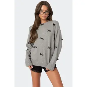 Satin Effect Bow Oversized Sweater