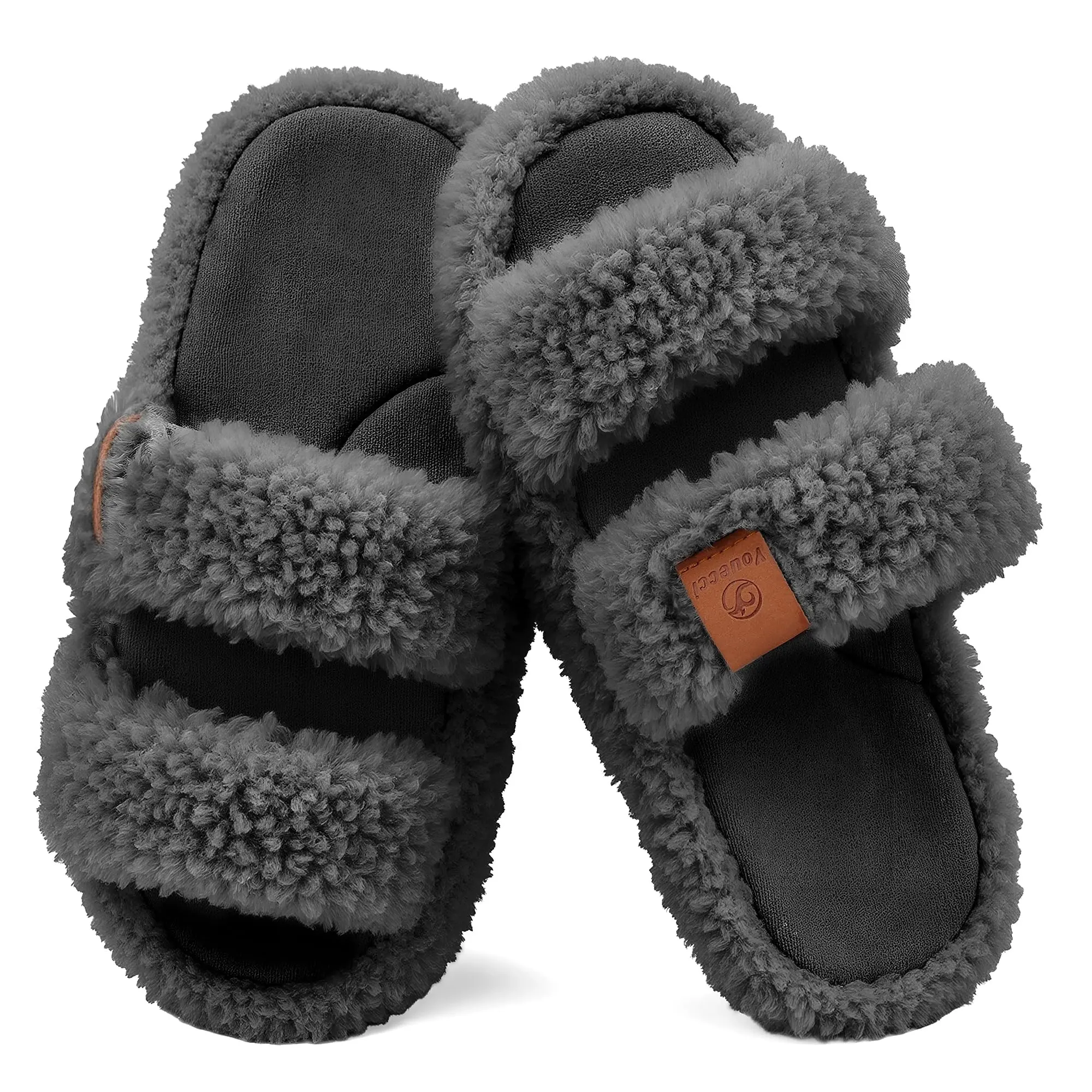 Women Fur Warm Winter Furry Fur Shoes Fluffy Plush Slippers Home House Indoor Shoes Bedroom Slippers Female Ladies Round Toe