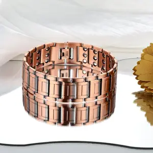 Men's Magnetic Bracelet - Heavy Duty Double-Row Magnets, Jewelry for Gym, Everyday & Formal Wear - Valentine's Gift for Him - Durable Magnetic Bracelet, Retro Style, 20.5cm Length - Wearable