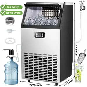 Kismile 2026 Upgraded Commercial Ice Maker, 66Ibs/80Ibs/100Ibs/120lbs 24H Output, Self-Cleaning Stainless Steel Machine, Perfect for Bar, Restaurant & Outdoor Activities