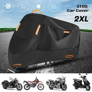 300D Heavy Duty Motorcycle Cover - All Season Waterproof Outdoor Protection with Lock-Holes, Night Reflective & Storage Bag Fits up to 116" Cruiser, Touring, Sportbike, Dirt Bike, Scooter