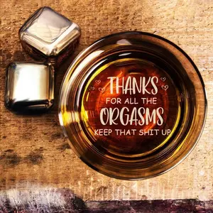 Thanks For All The Orgasms Personalized Christmas glass High quality laser engraved whiskey glasses, Personalize your handwriting Gifts for couples, Home Decor & Gifts, Funny gift for men and women, Drinkware, Halloween