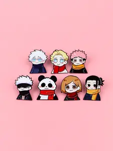 7pcs/set Cartoon Enamel Pins, Anime Cute Character Design Brooches, Zinc Alloy Fashion Accessories, Perfect Gift for Anime Lovers