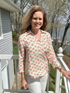 Lexi Off White Combo Geo Top