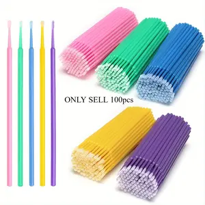 100 Pcs/packs Micro Applicators Cleansing Brushes For Eyelash Extensions, Makeup, And Lash Cleaning - Mini Cotton Swabs For Easy And Precise Application Of Grafted Eyelash Glue, Remover Swab
