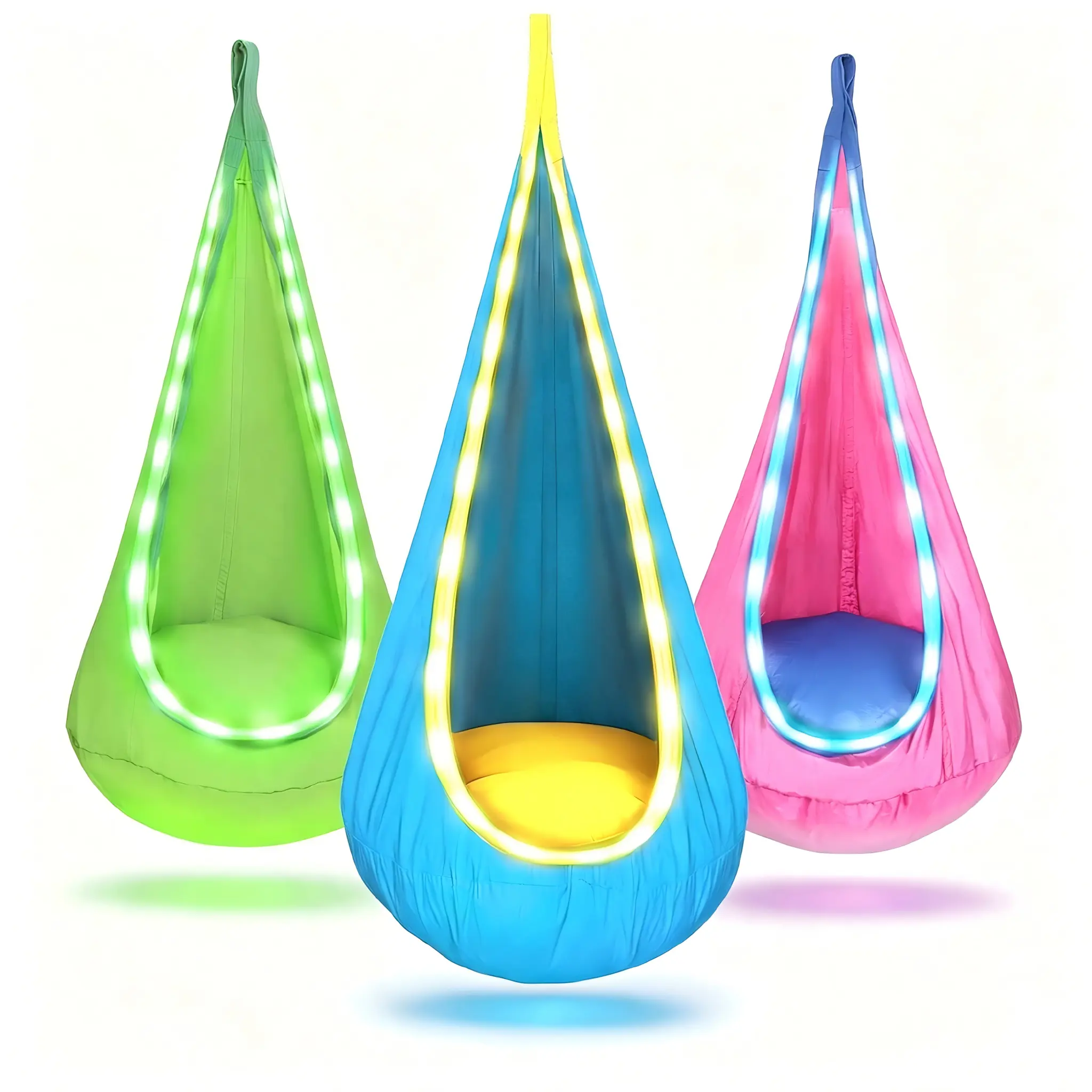 Light Up LED Hammock Chair Swing, Sensory Swing With Inflatable Pillow, Children's Hanging Hammock, Indoor Outdoor Kids Stuff, Kids Outdoor Play, Cool Gifts For Kids, Sensory Room Supplies, Sensory Products, Relaxing Gifts,