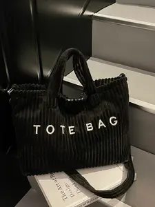 Women's Large Capacity Casual Daily Use Tote Bag, Stylish Tote Bag, Fashionable Solid Color Faux Fur Letter Pattern Design, High-Quality Everyday Handbag