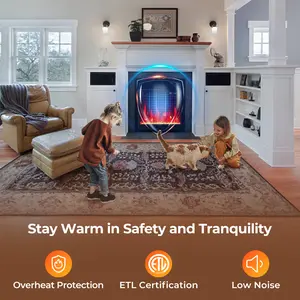 COSTWAY - 18 Inch Electric Fireplace Insert Fireplace Heater with Overheat Protection