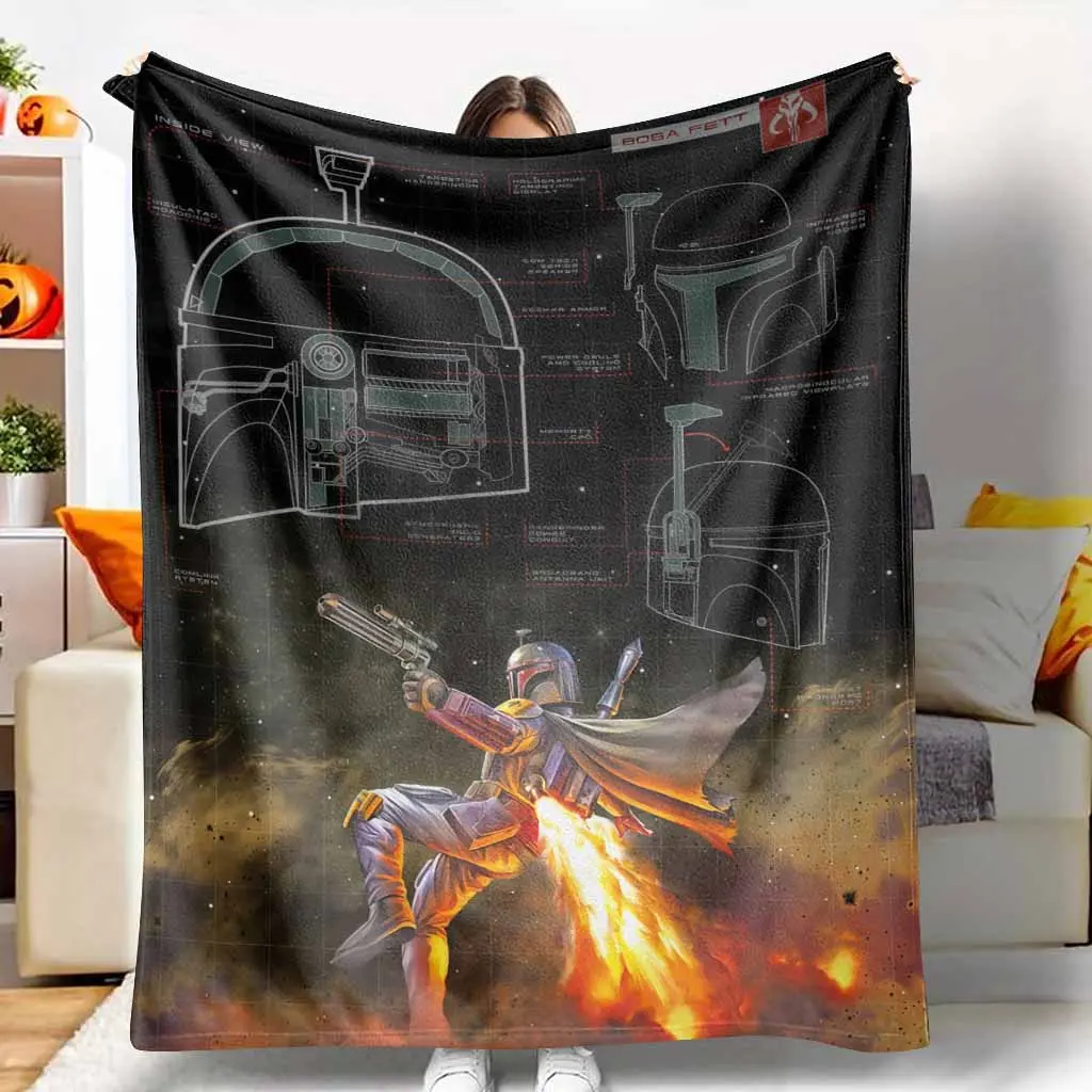 Boba Flannel Blanket  Mandalorian Warrior Blueprint Art  UltraSoft & Warm  Lightweight & Cozy  Perfect for Movie Nights  Scifi Enthusiasts  Gaming Room  Travel Companion  Birthday Gift  Holiday Present  Outer Space Theme Decor. tiktokshopspringglowup