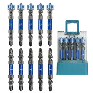 Professional PH2 Magnetic Impact Bits – Anti-Slip & Anti-Break S2 Steel Construction – 30x Stronger with Shock Absorption Technology – Includes Premium Storage Case – Perfect for Drills and Impact Drivers (Blue/Silver)