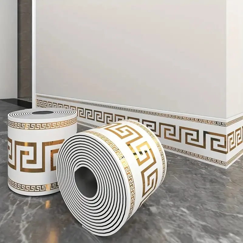 1 Roll Imitation Brick Panel Marble Backsplash Wallpaper European Marble Pattern PVC Material 197×3.94 Inches Thick Self-Adhesive Waterproof DIY Decoration for Bedroom Kitchen Bathroom