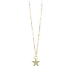 Zad Jewelry Tiny Star Charm Pendant Necklace, Gold Statement Minimalist Brass