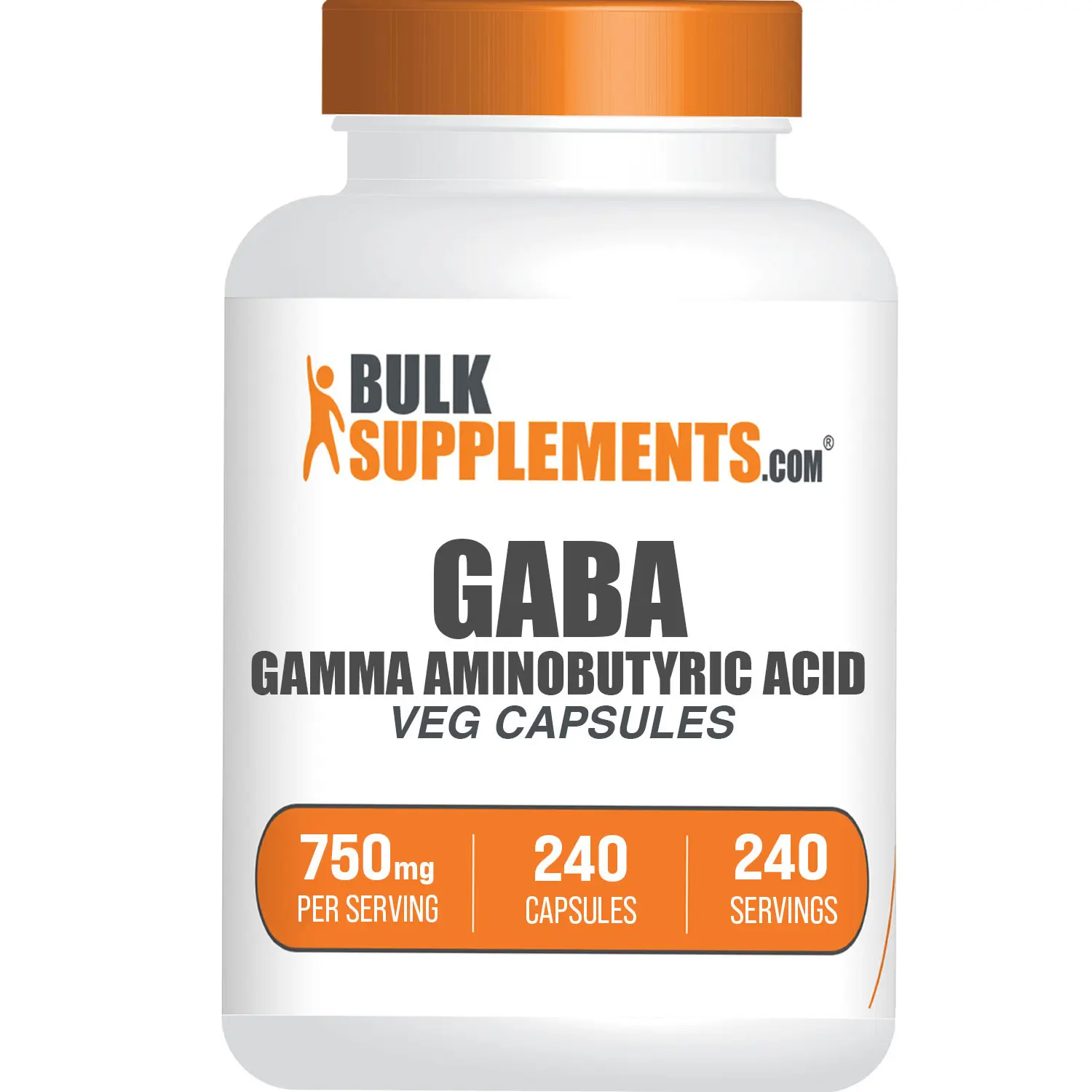 BulkSupplements - GABA Gamma Aminobutyric Acid Veg Capsules - Anti-Inflammatory - Improve Sleep Quality - Muscle Relaxation - 240 Capsules - 750mg per Serving